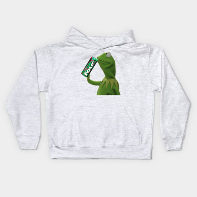 Kermit Sips Four Loko Kids Hoodie by one-broke-kid